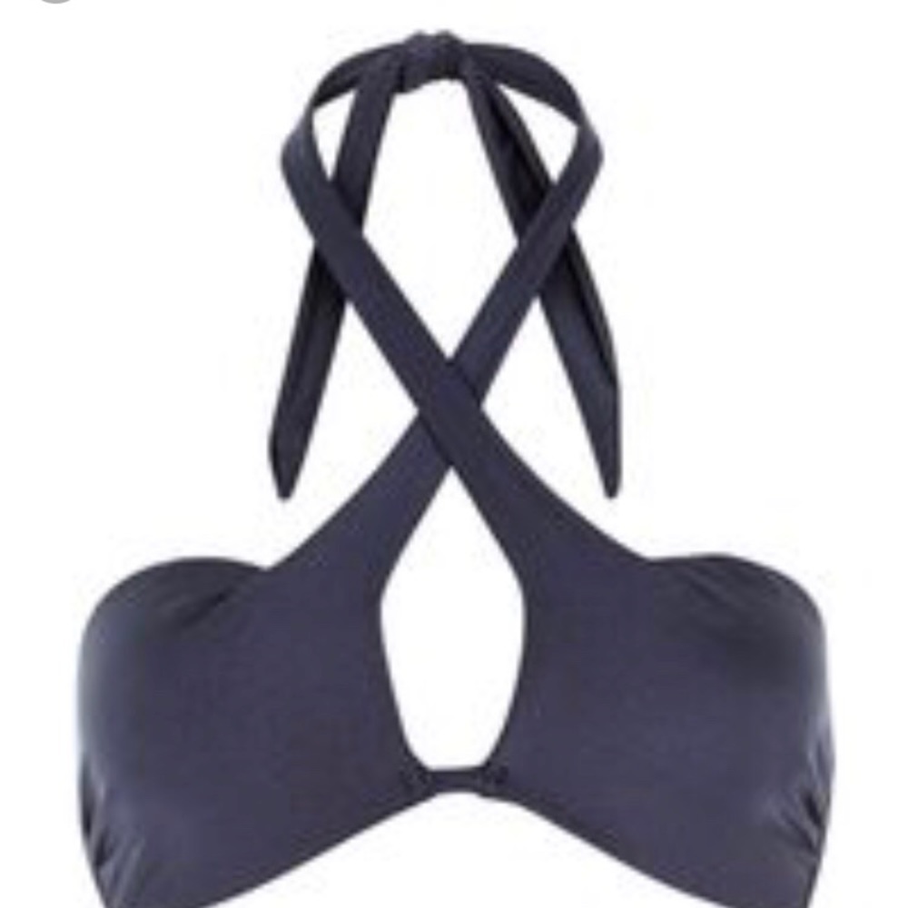 NAVY BLUE HALTER BIKINI TOP